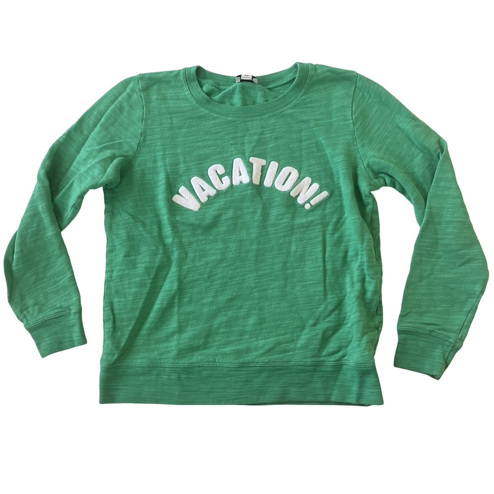 J. Crew Women's Size XS Crewneck Sweatshirt Green Vacation! 100% Cotton‎